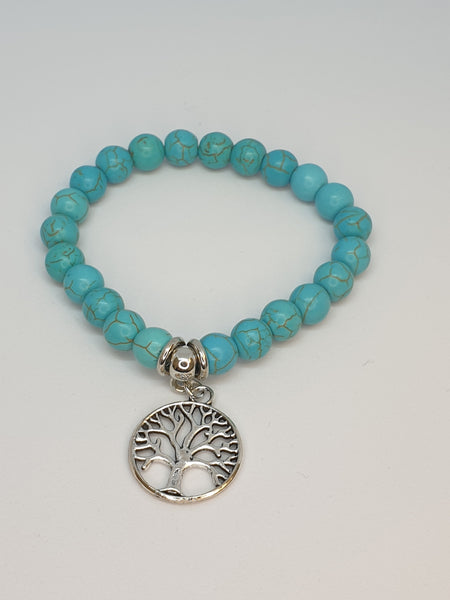 Bracelet fantaisie bleu avec arbre de vie - La Porte Des Secrets