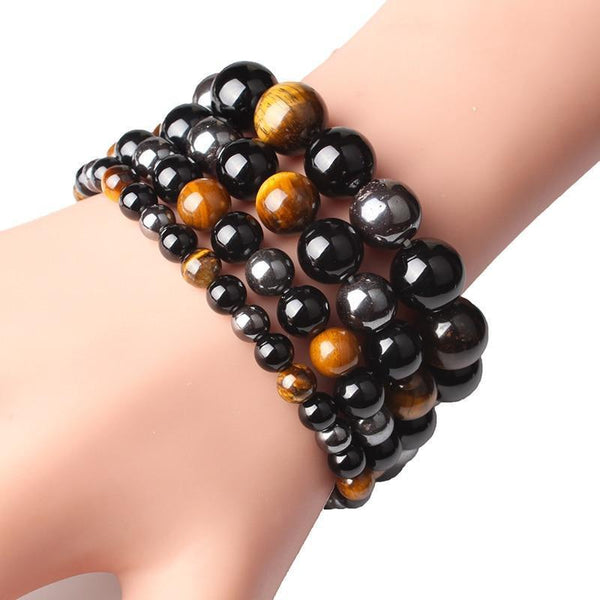La Porte Des Secrets Bracelets Œil De Tigre & Hématite & Obsidienne Noire ( le bracelet supers  Protection )